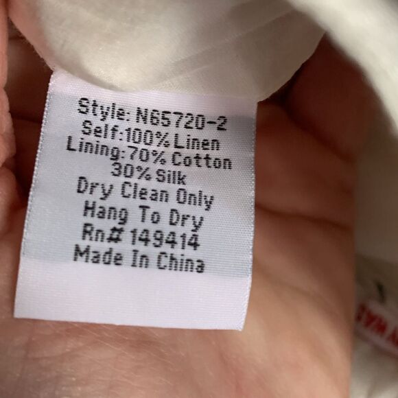 Johnny Was black/white paisley print linen/silk high waisted wide leg slacks - Picture 11 of 13